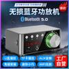 100W Class D Bluetooth Digital Power Amplifier Mini HiFi Lossless Audio Player Home Stereo Silver White with Adapter