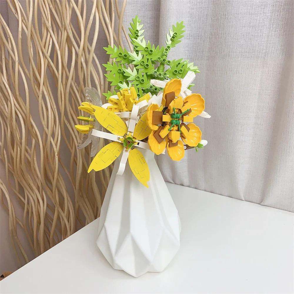 Flower Bouquet Building Blocks Kit Creative DIY Flowers Block Toys Set Gift for Kids Girls Friends Adults Beautiful Home Decor