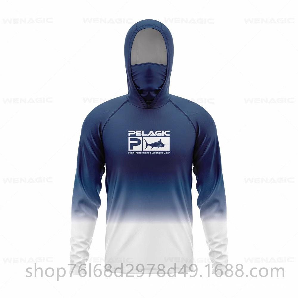 Ice silk fishing suit long-sleeved T-shirt hoodie quick-drying breathable sunscreen summer thin men