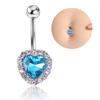 Love Double Heart Belly Button Ring Stainless Steel Body Piercing Jewelry Zircon Navel Ring  Girls