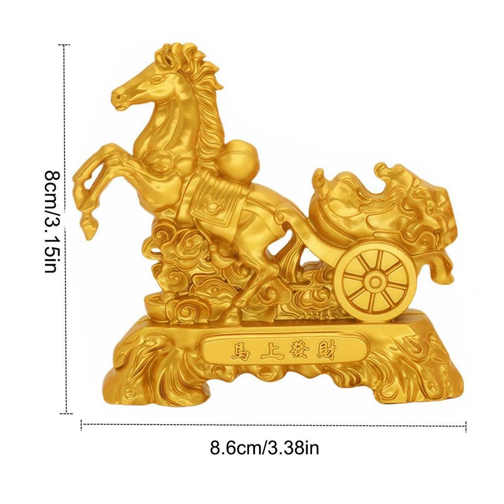 Pferdestatue Metall Dekorativ Goldene Schreibtischfigur Chinesisches Neujahr Pferdefigur Für Autos Geschäft Büros Cafés