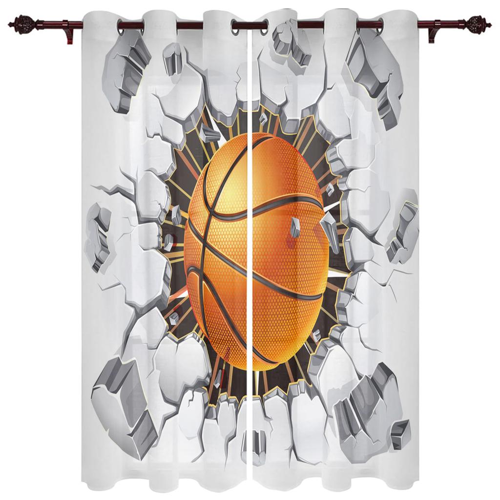 Modern Window Curtains for Living Room Color Billiards Round Sports Curtains for Child Bedroom Kitchen Decor Blinds Drapes