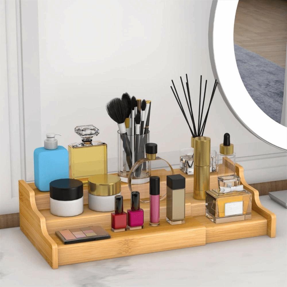 Expandable Kitchen Cabinet Organizer Bamboo Seasoning Organizer Spice Rack Organizer Kitchen