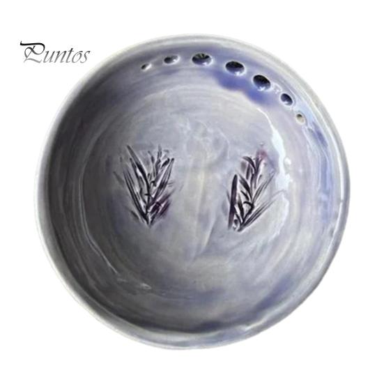 

Керамическая чаша для чистки трав ручной работы с принтом розмарина, инструмент для удаления стеблей трав для легкой подготовки трав, необходимые в кулинарии фиолетовый