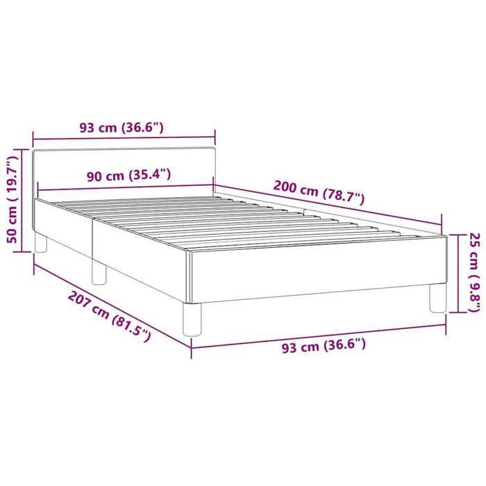 VidaXL Bed Frames with Headboard Slat Base Upholstered Bed Slat Frame Single Bed Adult Bedroom Interior Grey 347550