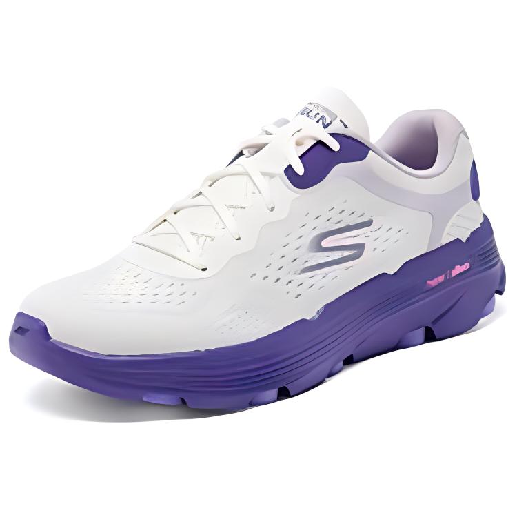 Skechers Go Run 7.0 Soft Comfortable Durable Low Top Running Shoes Women Running Shoes White Purple 129337-WPRP
