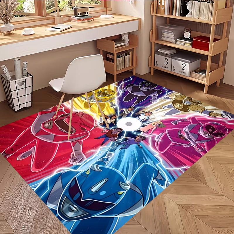 Mighty Morphin Power Rangers Print Rug, Washable Floor Carpet, For Entryway Dorm Laundry Room Office Study, Home Decor Birthday Christmas Gift