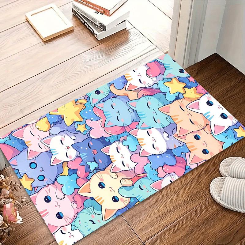 Durable Area Rug Pastel Kawaii Cat Collage Living Room Carpet Washable Rugs for Bedroom Home Decor Carpets for Living Room Gift