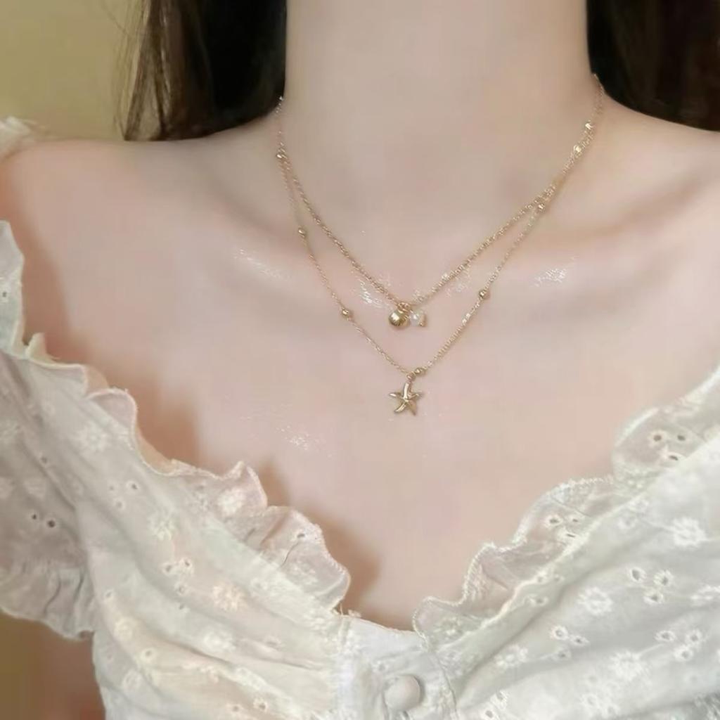 Dark Zircon Cross Beaded Necklace for Women, Long Summer Style Neck Chain, Trendy and Versatile Collar Chain, Instagram Style