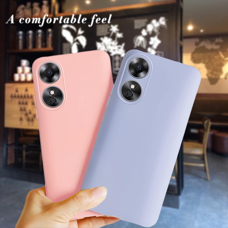 Case On For Oppo A17 Back Cover Liquid Silicone Shockproof Protection Phone Case For OppoA17 A 17 CPH2477 Soft Capa Etui