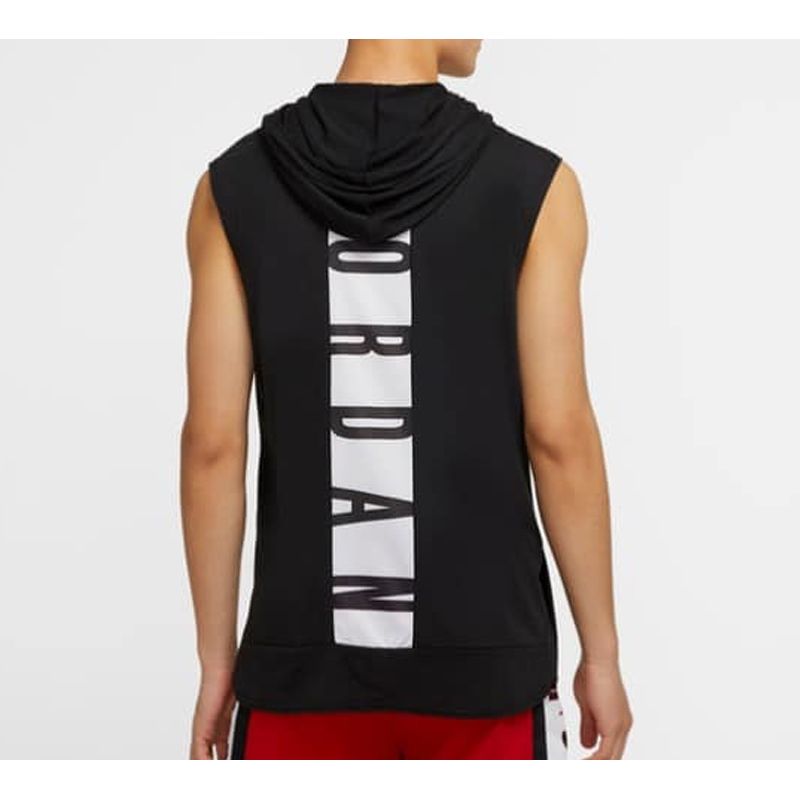 Jordan Air Dri-Fit Ermeløs Hettegenser Basketballvest Med Bokstavtrykk På Ryggen Herre Topper Svart Hvit CW0373-010