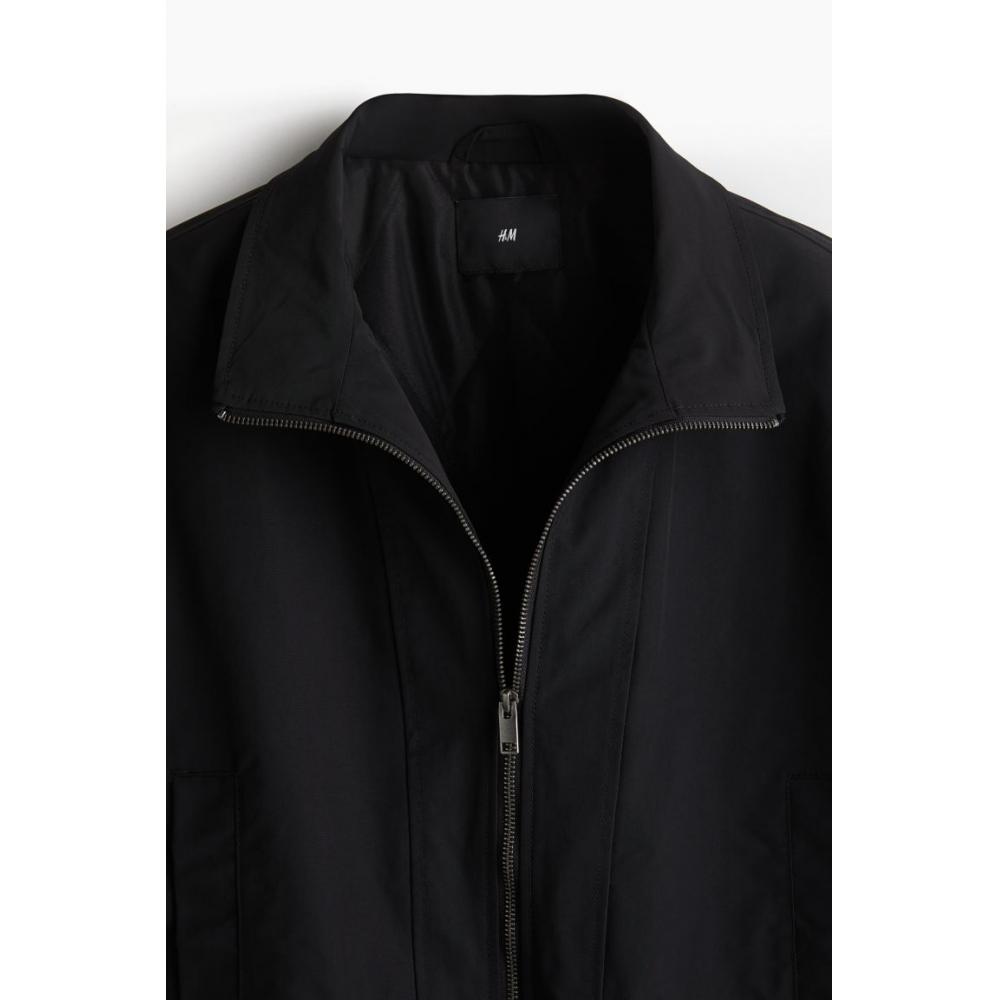 H M Funnel Neck Jacket Loose Fit Black
