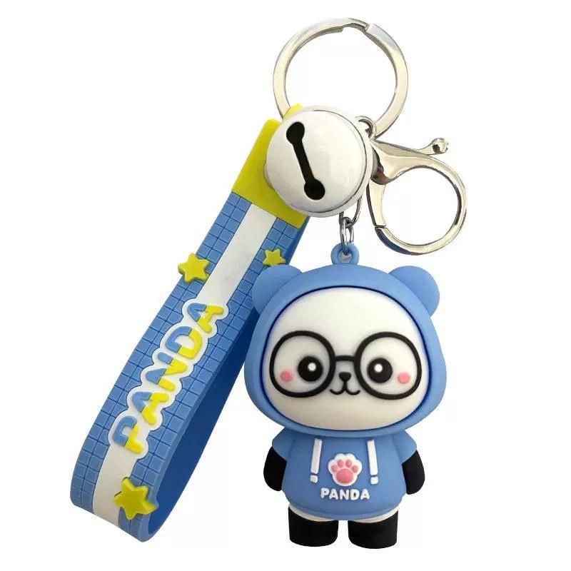 Adorable Cartoon Hoodie Panda Keychain Cute Silicone Key Ring Fashion Gift
