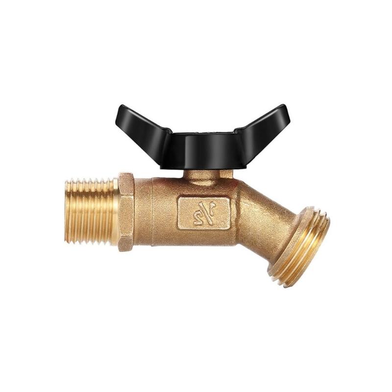 Heavy Duty Brass Faucet Weather Resistant Brass Spigot 1/2 Inch NPT Male to 3/4 Inch GHT Male for Garden Hose Use