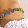 Women Bracelet Irregular Cubic Zirconia Inlaid Adjustable Length Stacking Bracelet Rainbow Color Bracelet Jewelry Gift