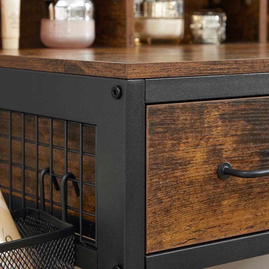 VASAGLE Kaptafel, Rustiek Bruin en Zwart