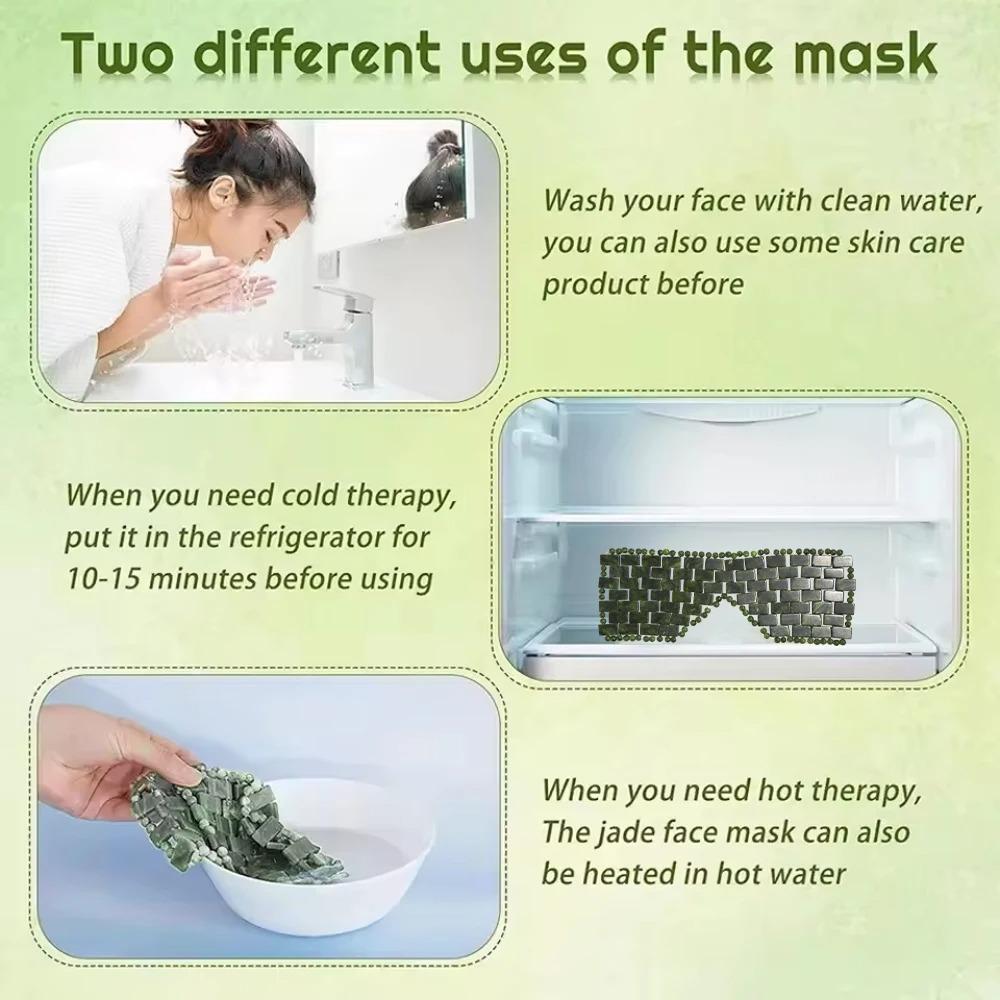 Natural Jade Eye Mask Cooling Negative Ion for Puffy Eyes Head Tension Relief Relaxation Anti-Aging