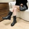 Fashion Spring Autumn Belt Buckle Women Ankle Boots Fashion Square Low Heels Casual Short Bootas Ladies Slip On Shoes