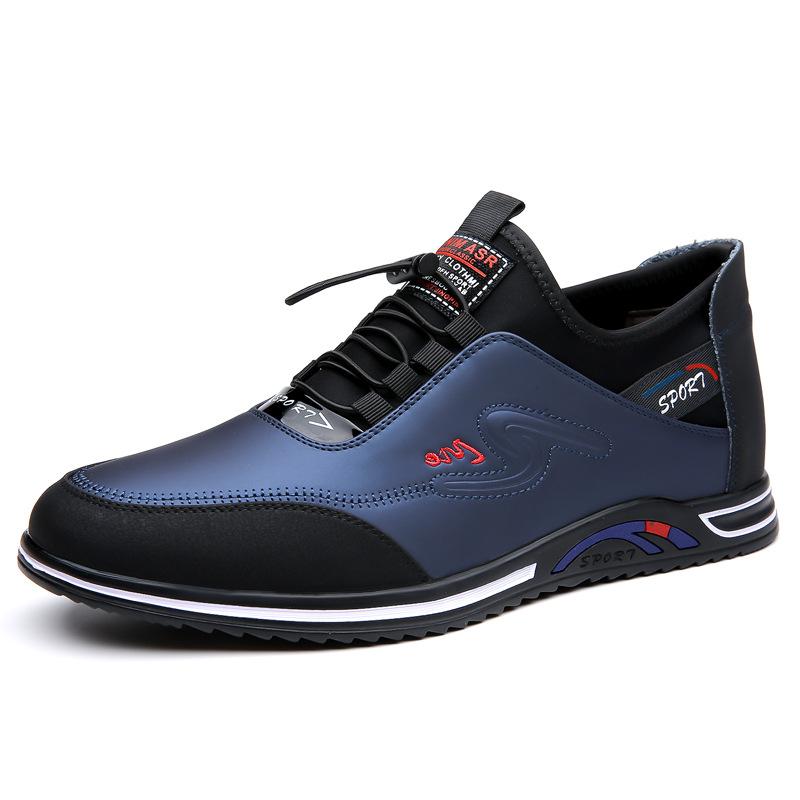 88 Men'S Shoes Inner Height Increase Casual Shoes Sports Leather Shoes Spring Low-Top Leather Surface Foot Cover Thick Sole Outdoor Running Shoes
