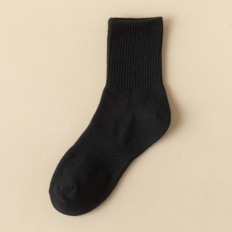 Men's Socks Retro Solid Color Brown White Khaki Beige Breathable Cotton Socks Casual Sport Fashion Medium Tube Long Sock