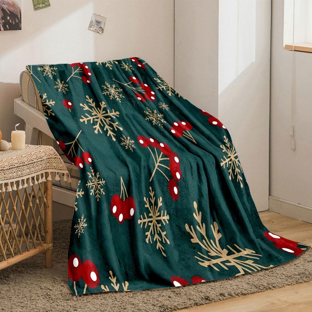 Winter Berries and Snowflakes Print Blanket Soft and Cozy Perfect for the Living Room Bed Sofa or a Nap,gift