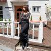 New Arrivals Open Run Women Side Slit Strap Long Skirt