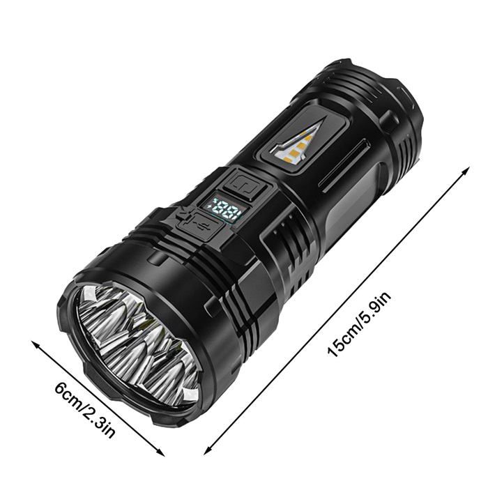 AIMOONSA Lampe de poche LED rechargeable USB, 4 modes, portée longue, ABS anti-choc - 17,5 cm