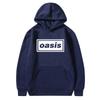 The hooded sweatshirt with the logo of the rock band "Oasis", suitable for both men and women, featuring a trendy hip-hop style.