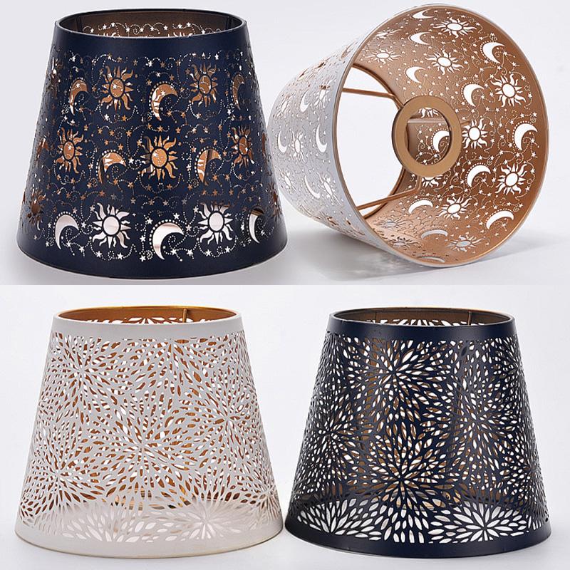 Lamp Cover Carved Flower Pattern Modern Style Easy Installation E27 White/Black Iron Lamp Shade for Home Bedroom Living Room