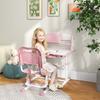 Set de Escritorio Infantil con Silla Regulable en Altura y Tablero Inclinable, Edades 6-12, Rosa