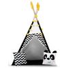 Tenda Tipi Nukido Para Crianças Com Guirlanda e Luzes Em Preto e Branco Com Um Panda