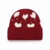 Polyester Knitted Beanie Hat Heart Pattern Earflap Beanie  Daily Wear