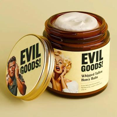 EVIL GOODS! Whipped Beef Tallow & Manuka Honey Face Cream Moisturizer Lip Balm 100% Natural Skin Care