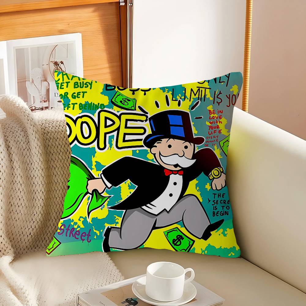 

Dollar Alec Monopoly Personalized Pillow Dust Cover Bedroom Kids Party Decoration Pillowcase Birthday Children Gift 16x16Inch
