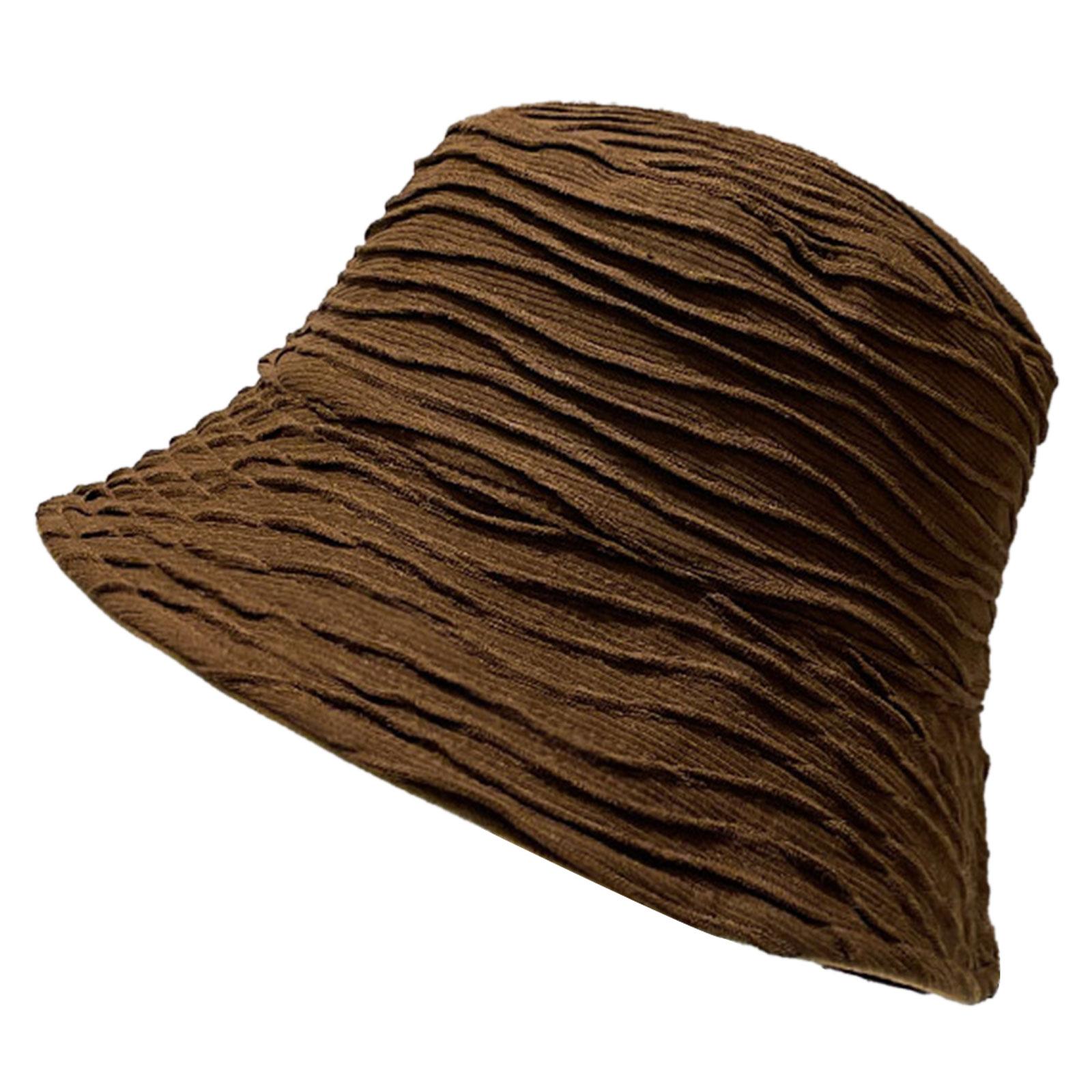 

Japanese Bucket Hat Breathable Women Fisherman Hat Wind-Protection Solid Color for Outdoor Sports кофейный