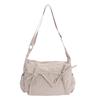 Nylon Urban Minimalist Single Shoulder Bag With Tie Closure For Daily Use