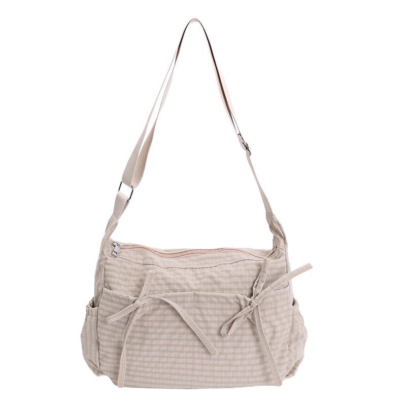 Nylon Urban Minimalist Single Shoulder Bag With Tie Closure For Daily Use