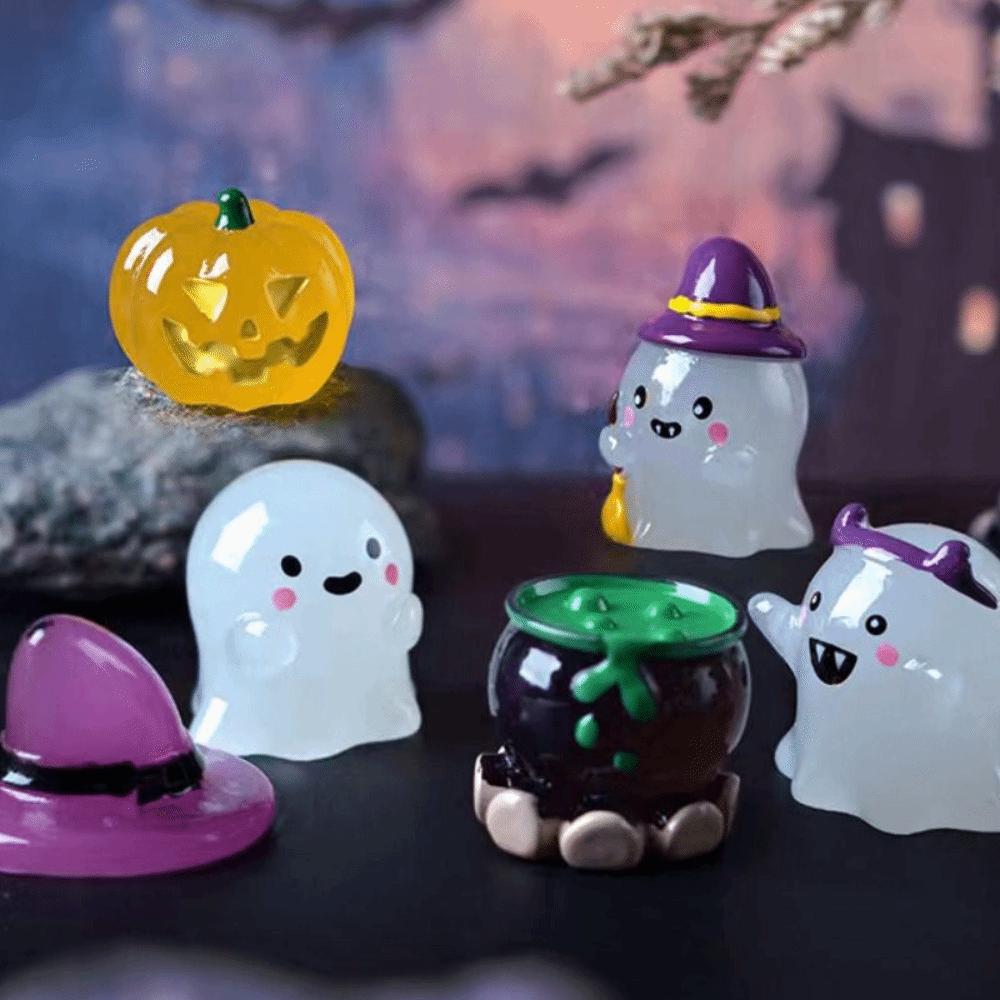 DIY Halloween Ghost Miniatures Pumpkin Ghost Ornament Halloween Luminous Ornament  Party Props
