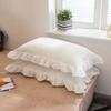 Comfortable White Princess Pillowcase with Ruffles Sweatproof Decorative Pillow Cover Soft Multiple Sizes Pillow Core Protector
