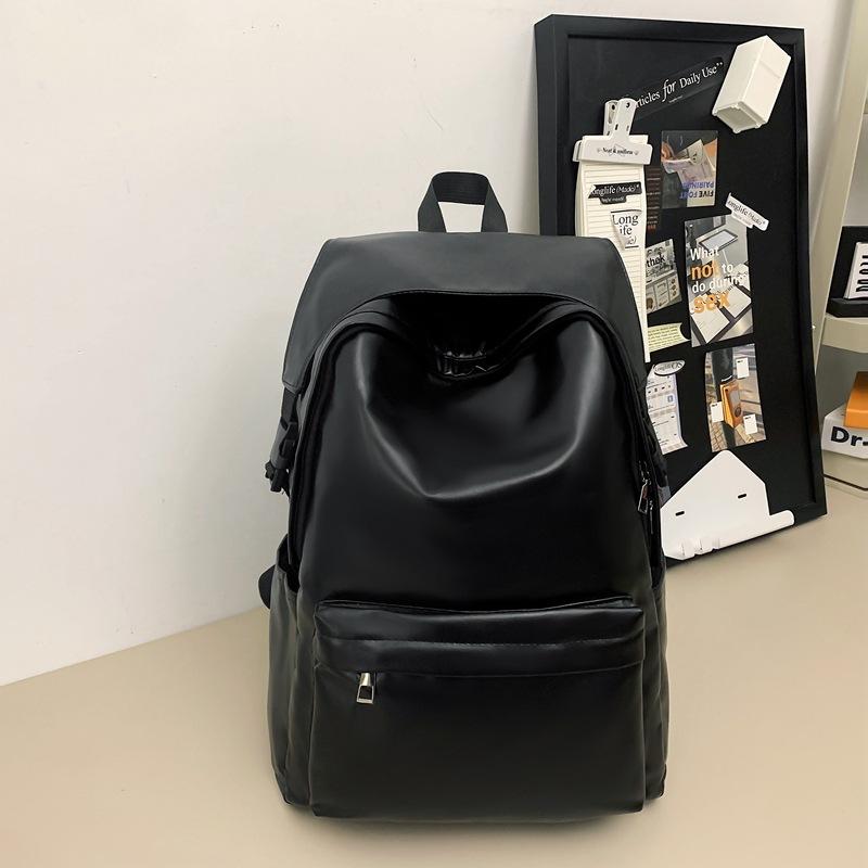 School Bag Backpack for Men, High-end Feel, Large Capacity PU Leather School Bag, High School Student, College Student Computer Bag, Travel Backpack