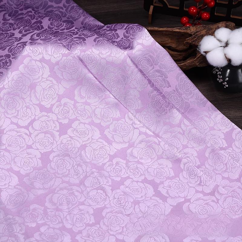 

Wide 150cm Rose Jacquard Fabric for Needlework Cheongsam Dress Pajamas Costume Diy Sewing Soft Micro Elastic Cloth 100x150cm