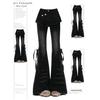 Damskie Jeansy Dzwony z Wysokim Stanem Bootcut Rozciągliwy Denim Jednolity Czarny Codzienne