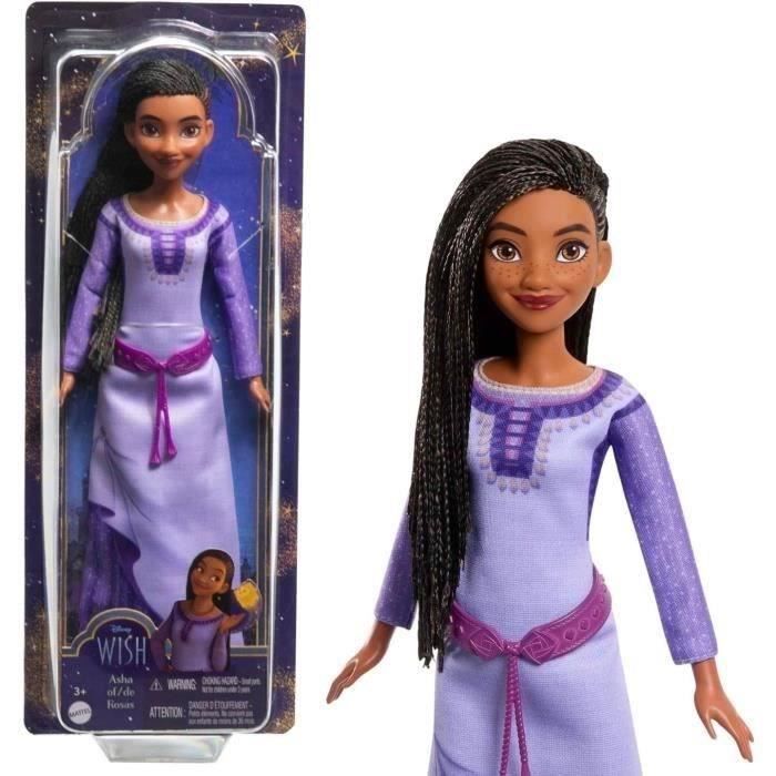 Disney asha du royaume de rosas poupée wish articulée aux cheveux naturels, avec vêtements amovibles, chaussures et accessoires hpx2