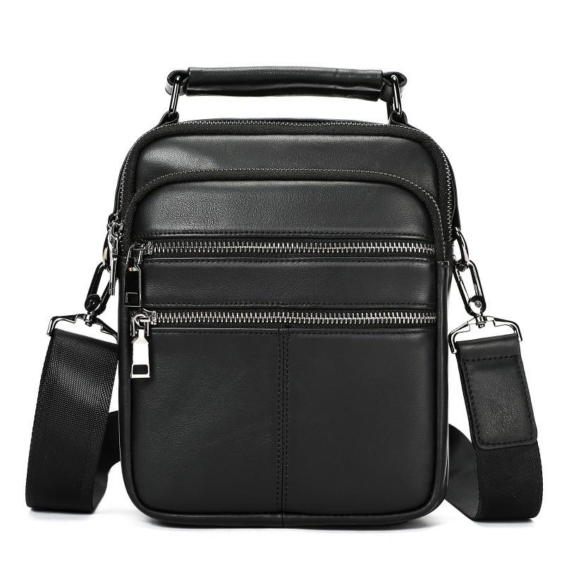 Men s Leather Crossbody Bag Business Commuting Shoulder High-quality Casual Cowhide Men 18x8x23cm чёрный