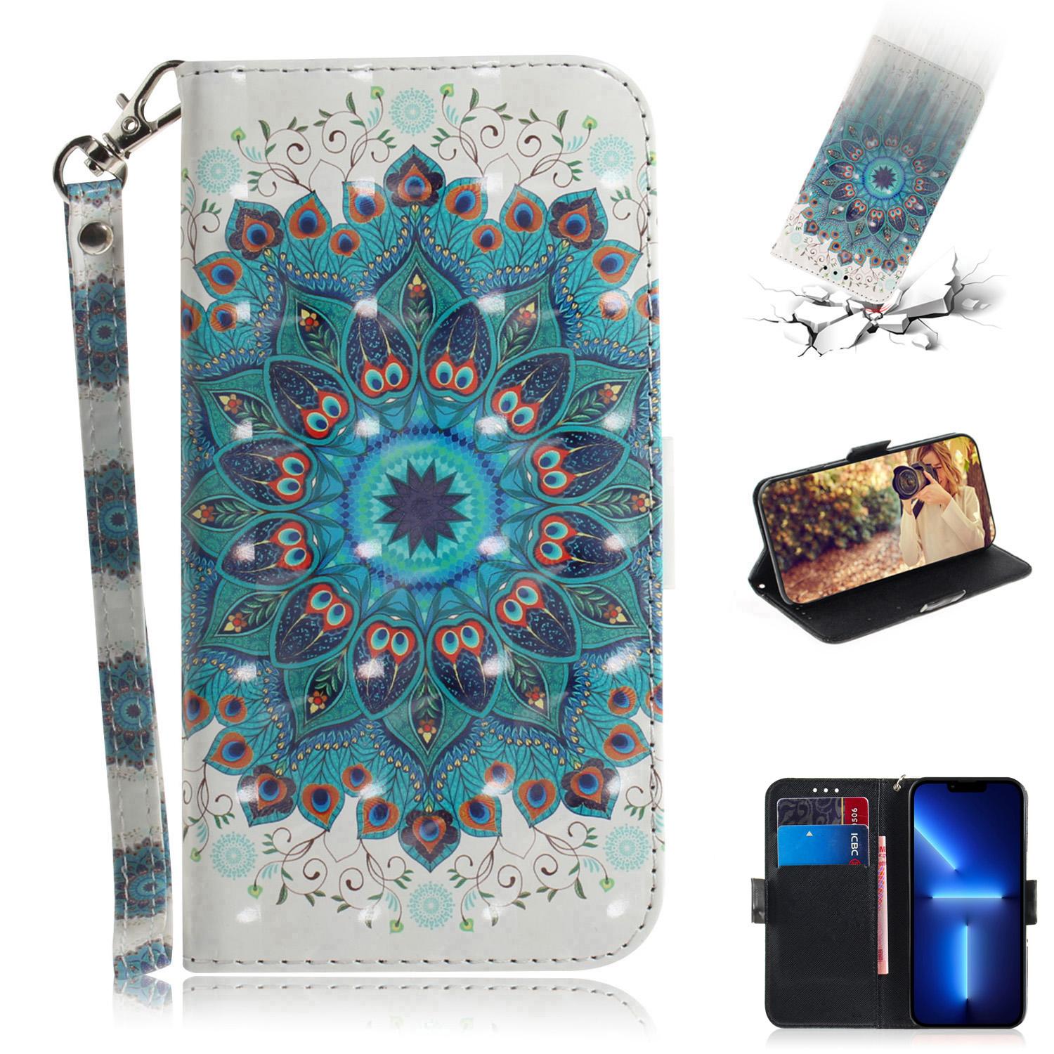 

3D-рисунок с узором из павлиньих перьев, флип-кошелек из искусственной кожи с чехлом для iPhone Samsung Umidigi Infinix TECNO... Подходит для более чем 900 моделей телефонов