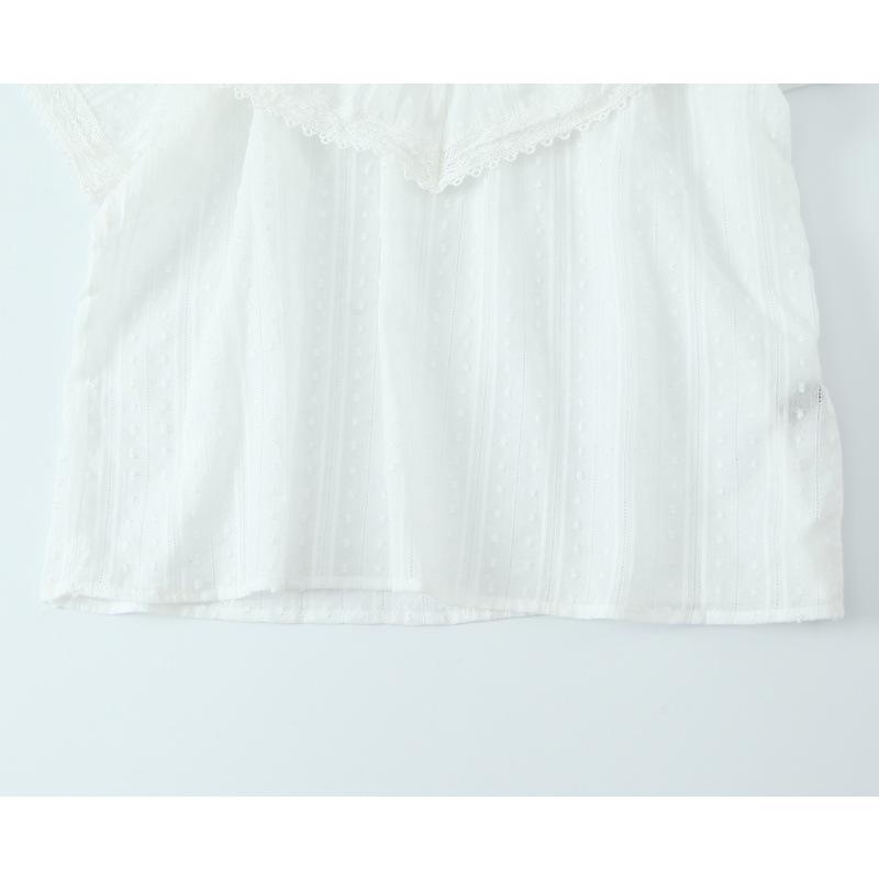 Timeless V-Neck Lace Trim French Ruffle Shirt – Sweet, Small, 2026 Style with Two Color Options, Short Sleeves