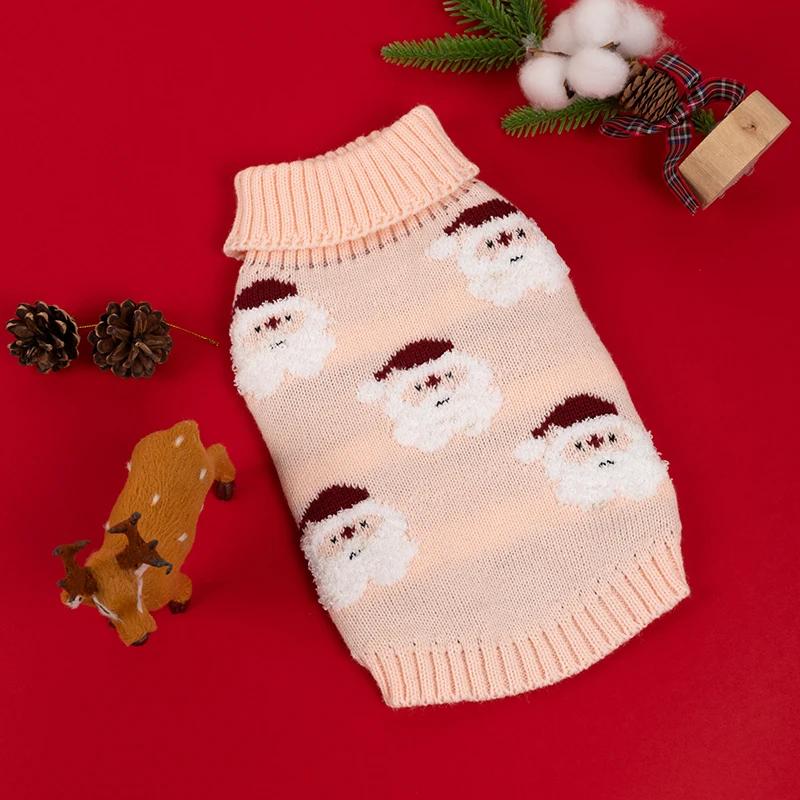 Christmas Dog Sweater Winter Warm Pet Clothes for Small Medium Dogs Christmas Cat Clothes Santa Claus Puppy New Year Cat Costume (Pink,S) розовый