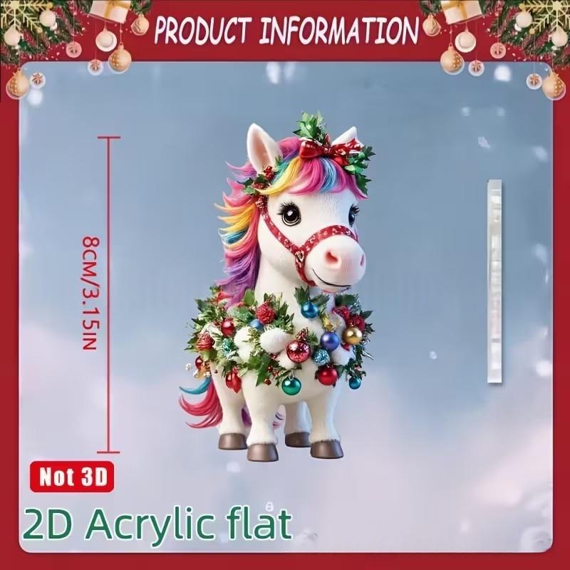 Ornament Pandantiv Acrilic 2D Cal de Crăciun Decor Festiv Pentru Interior Exterior Copaci Decorațiune Agățată Accesorii de Petrecere
