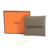 HERMES Bastia Wallet Coin Case Square coin purse Chevre Etoupe gray Unused