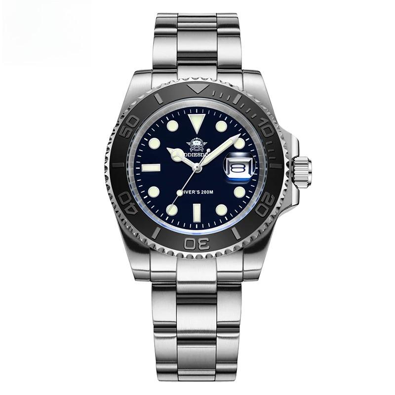 Men's Diver's Automatic Mechanical Watch, 200M Waterproof Stainless Steel Wristwatch with Luminous Display
